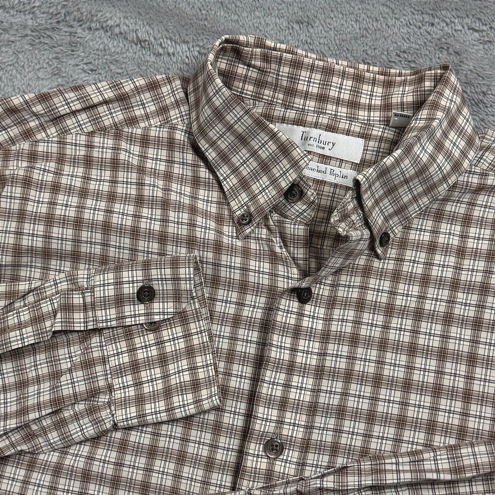 Turnbury Signature Peached Poplin Plaid Button Down Shirt Men's Medium Medium‎